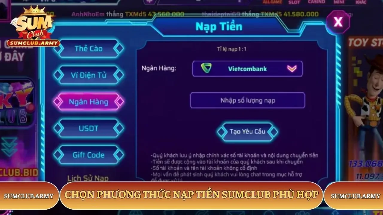 Chọn phương thức nạp tiền Sumclub phù hợp Chọn phương thức nạp tiền Sumclub phù hợp